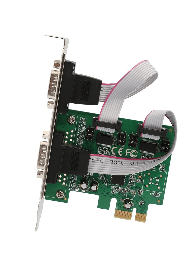 ماركة غير محددة - بطاقة تحكم تسلسلية DB9 بمنفذين PCI-Express RS-232 من IO Crest مع دعامة منخفضة الارتفاع وشريحة Asix99100 - باللون الأخضر - Image 1
