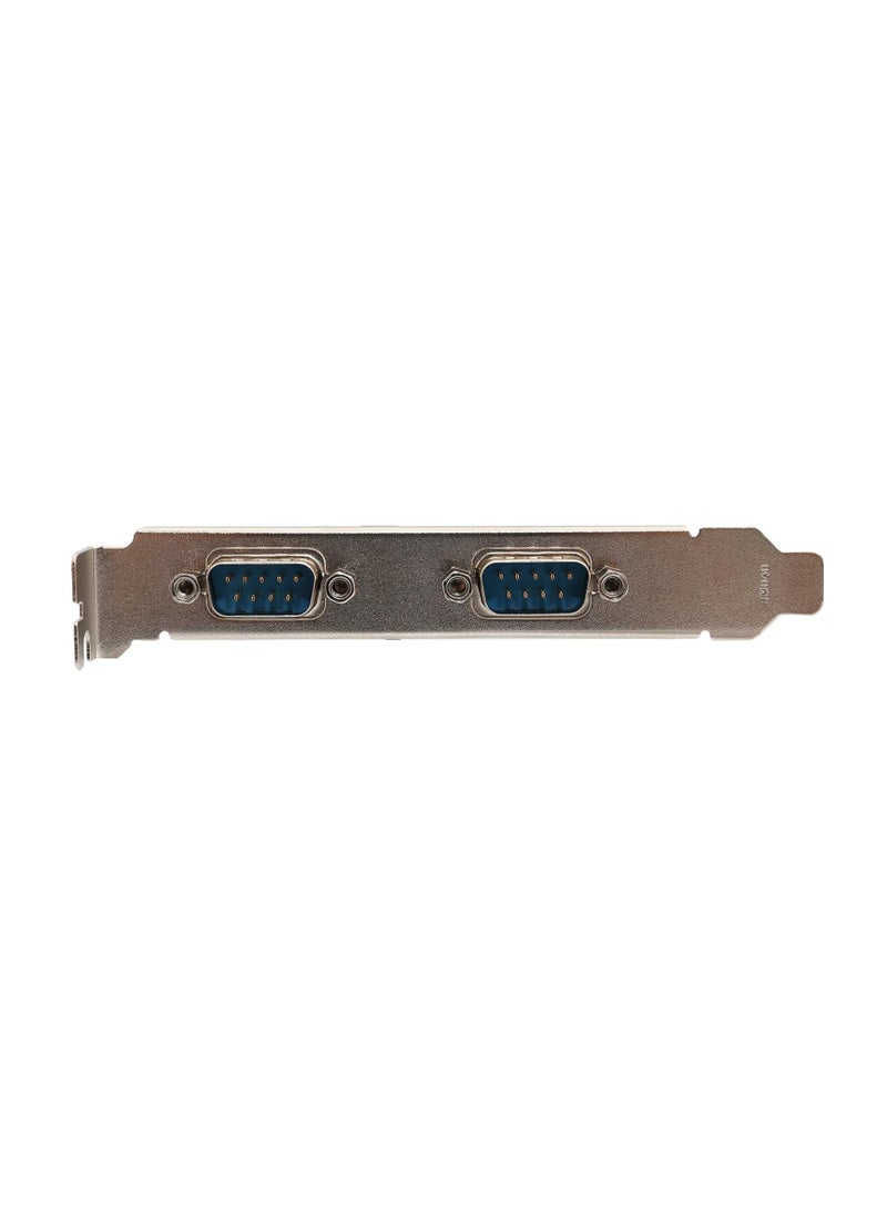 ماركة غير محددة - بطاقة تحكم تسلسلية DB9 بمنفذين PCI-Express RS-232 من IO Crest مع دعامة منخفضة الارتفاع وشريحة Asix99100 - باللون الأخضر - Image 1