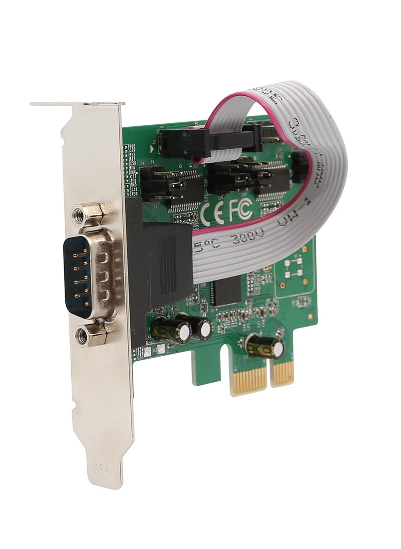 ماركة غير محددة - بطاقة تحكم تسلسلية DB9 بمنفذين PCI-Express RS-232 من IO Crest مع دعامة منخفضة الارتفاع وشريحة Asix99100 - باللون الأخضر - Image 1