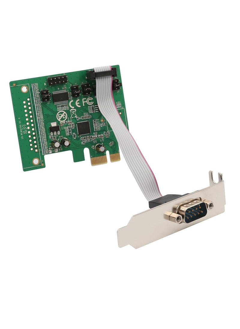 ماركة غير محددة - بطاقة تحكم تسلسلية DB9 بمنفذين PCI-Express RS-232 من IO Crest مع دعامة منخفضة الارتفاع وشريحة Asix99100 - باللون الأخضر - Image 1