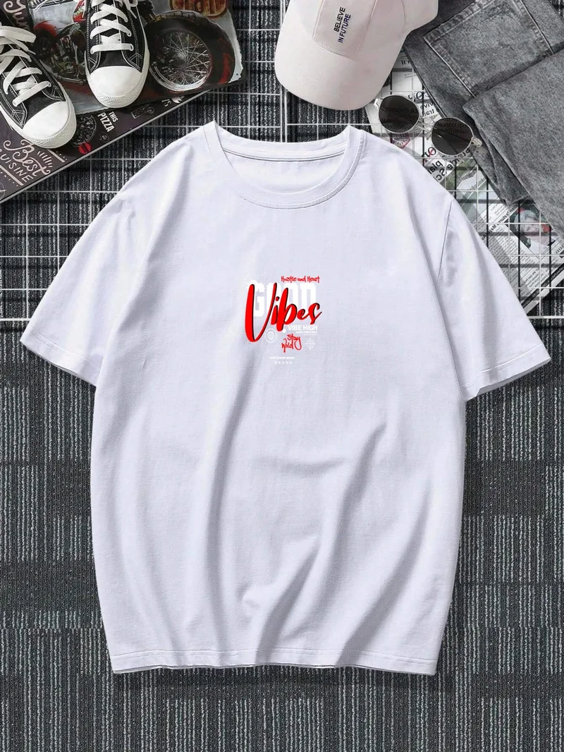 DogFish Oversize Printed White Color Casual T-Shirt 100% Cotton