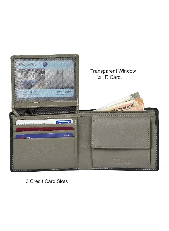 URBANFOREST URBAN FOREST Kyle Green Grey Leather Wallet for Men, Two Fold Bifold Wallet with Coin Pocket, Stylish and Elegant Men’s Wallet, Premium Gift for Men - Image 5