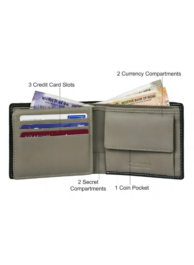 URBANFOREST URBAN FOREST Kyle Green Grey Leather Wallet for Men, Two Fold Bifold Wallet with Coin Pocket, Stylish and Elegant Men’s Wallet, Premium Gift for Men - Image 4