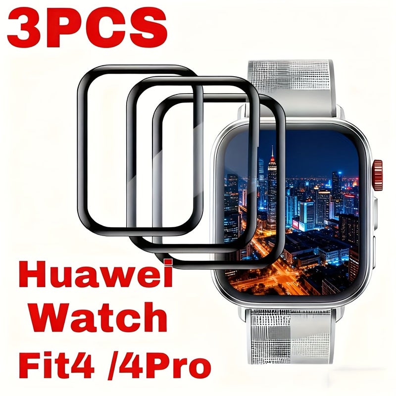 3pcs Soft Screen Protector Fit for Huawei Watch Fit 4 Anti Scratch Oil Proof Easy Install - Image 1