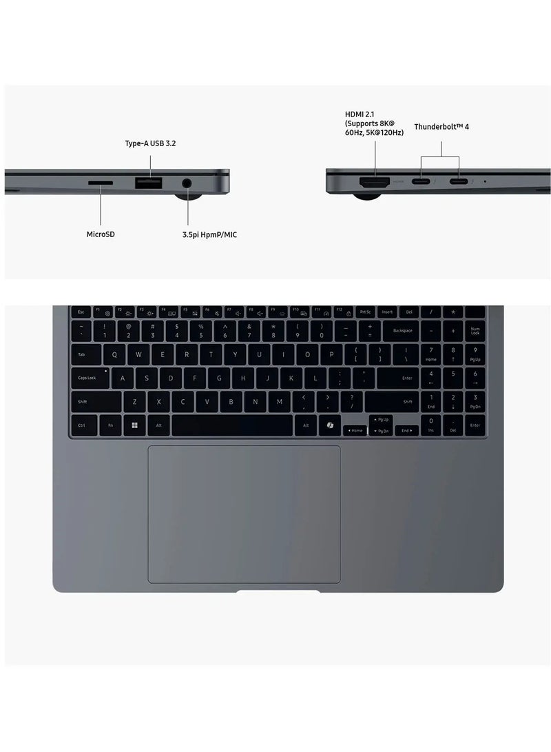 Samsung Galaxy Book 4 Pro Laptop With 16-Inch AMOLED 2X WQXGA+ Touchscreen Display, Core Ultra 7-155H Processor/32GB RAM/1TB SSD/Intel Iris Xe Graphics/Windows 11 Home English Grey english Grey - Image 5