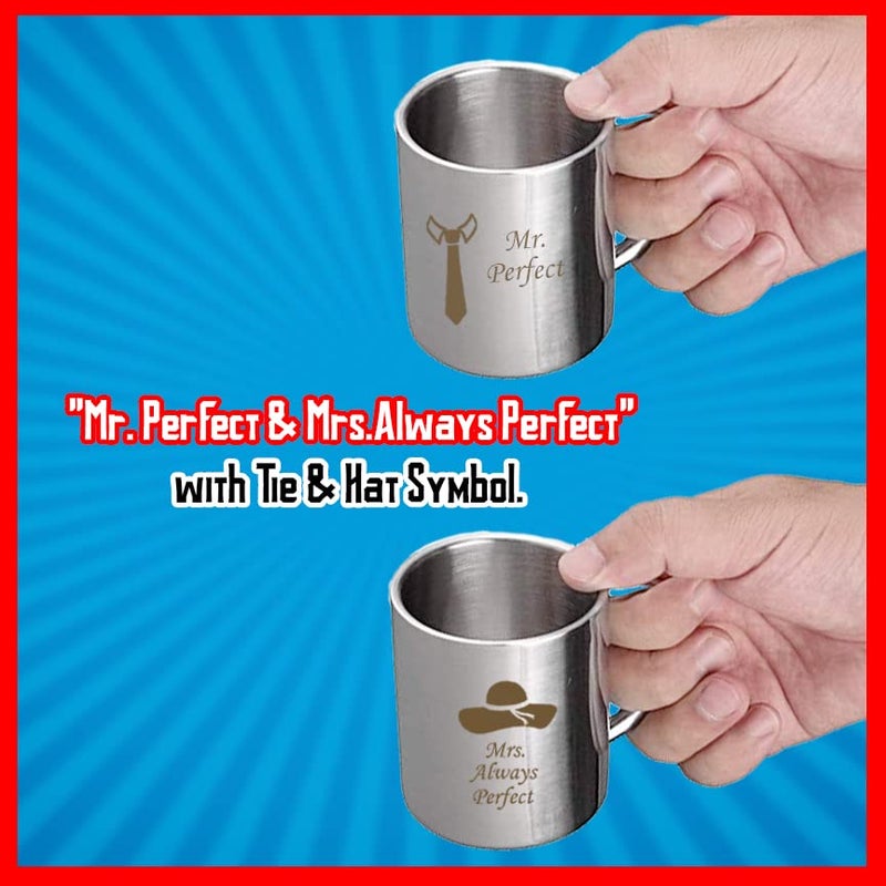 Savri Personalized Stainless Steel Set of Coffee Mugs with Name Engraved for Couple Gift for Di and Jiju for Bhaiya and Bhabhi Best for Rakhi Rakshabandhan Gift for Sister 220 ml - Image 4