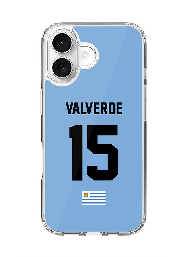 Stylizedd Classic Clear MagSafe Case for iPhone 17 , Hybrid Soft Case Flexible Edges Anti Drop TPU PC Gel Thin Transparent Cover [ Designed for iPhone 17 ] - Football Team - Uruguay , Player Name - Valverde