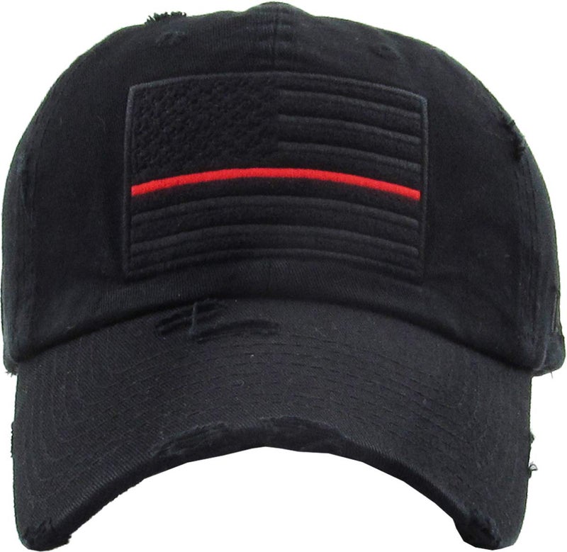 KBETHOS KBVT-209 BLK (RED LINE) Tactical Operator with USA Flag Patch US Army Military Baseball Cap Adjustable - Image 2
