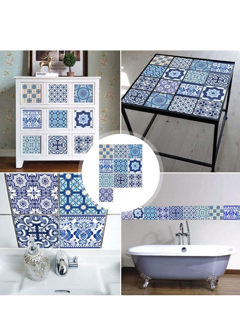 كابتن تيك 10pcs Adhesive Wallpaper Traditional Tile Stickers Backsplash Peel and Stick Waterproof Wall Stickers Removable Decals Kitchen Bathroom Decor KSA | Riyadh, Jeddah - Image 3