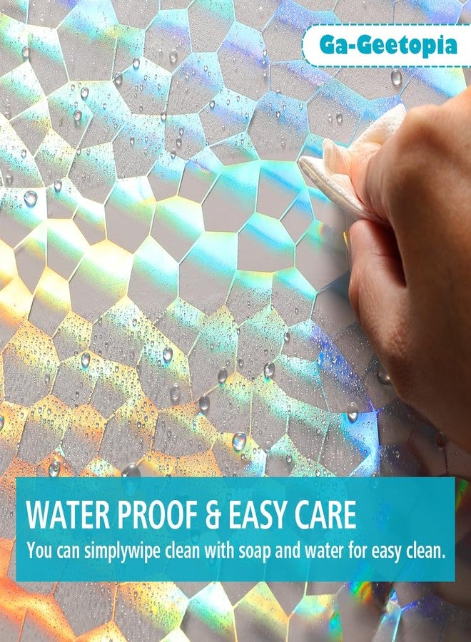 Ga-Geetopia Holographic Thin 3D EVA Shower Curtain Liner Water Cube, 72x72 Premium Light Weight Clear Plastic Bathroom Shower Curtain with Rustproof Metal Grommets for Shower Stall, Bathtubs(No Hooks) - Image 4