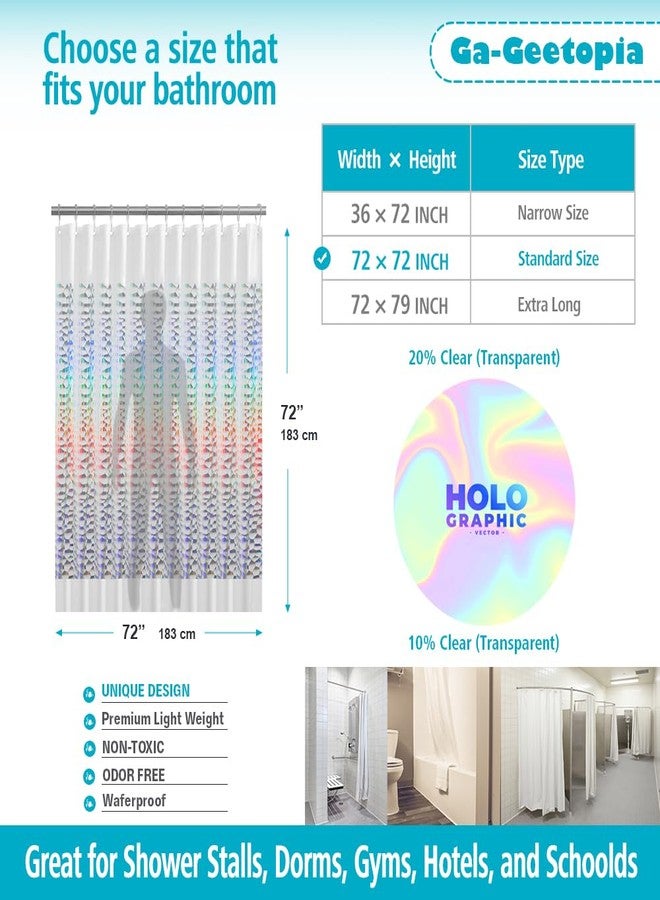 Ga-Geetopia Holographic Thin 3D EVA Shower Curtain Liner Water Cube, 72x72 Premium Light Weight Clear Plastic Bathroom Shower Curtain with Rustproof Metal Grommets for Shower Stall, Bathtubs(No Hooks) - Image 3
