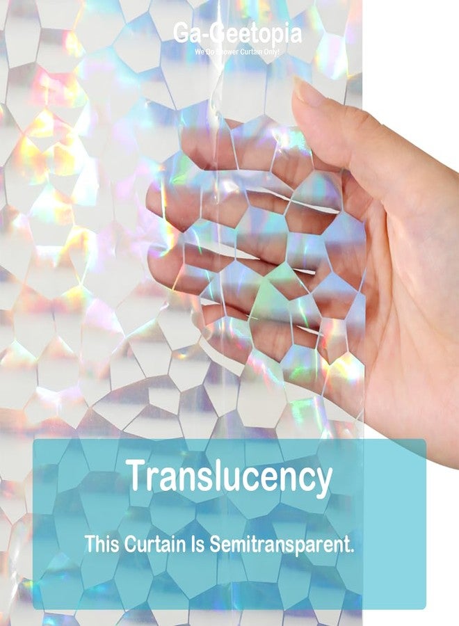 Ga-Geetopia Holographic Thin 3D EVA Shower Curtain Liner Water Cube, 72x72 Premium Light Weight Clear Plastic Bathroom Shower Curtain with Rustproof Metal Grommets for Shower Stall, Bathtubs(No Hooks) - Image 2