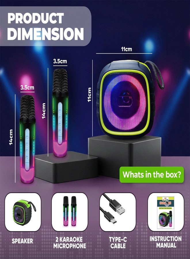 Wembley Karaoke Bluetooth Speaker | with Mobile Phone Stand | Bluetooth Speaker with Transparent Mics and RGB Lights | HD Sound with 5 Audio Modes | Fun Gift for Kids (Green, 2 Mics) - Image 2
