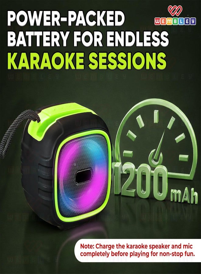 Wembley Karaoke Bluetooth Speaker | with Mobile Phone Stand | Bluetooth Speaker with Transparent Mics and RGB Lights | HD Sound with 5 Audio Modes | Fun Gift for Kids (Green, 2 Mics) - Image 5