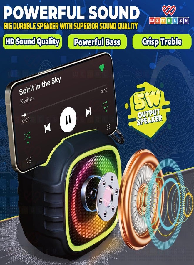 Wembley Karaoke Bluetooth Speaker | with Mobile Phone Stand | Bluetooth Speaker with Transparent Mics and RGB Lights | HD Sound with 5 Audio Modes | Fun Gift for Kids (Green, 2 Mics) - Image 3