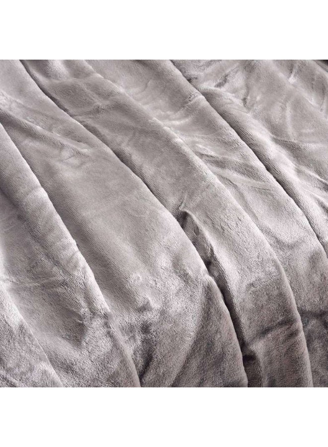 Pan Home Ultra Plush Blanket 220x240cm-Grey - Image 3