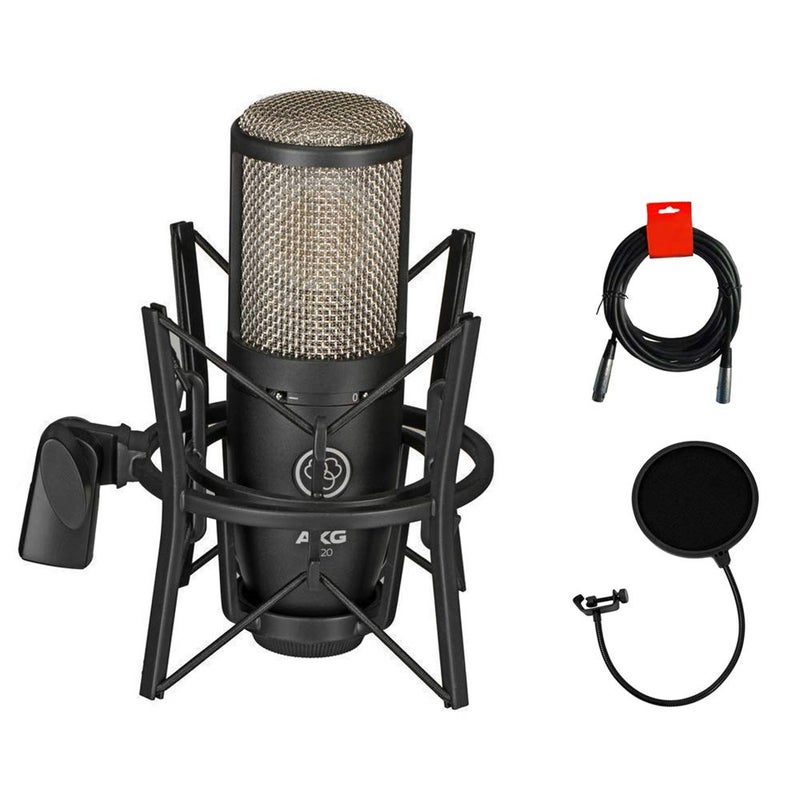 AKG Project Studio P220 Large Diaphragm Condenser Microphone With Pop Filter and XLR To XLR Cable - Image 1
