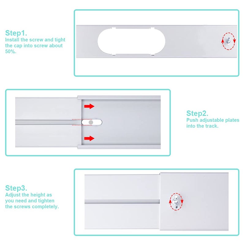 KLOLKUTTA Portable Air Conditioner Window Kit with Coupler, 5.9 Inch Adjustable Window Seal Plate for A/C Units, Sliding AC Vent Kit for Ducting - Image 3