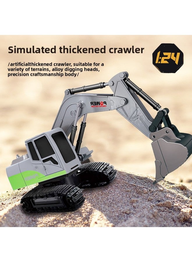Large Children's Remote Control Alloy Excavator Engineering Vehicle Toy Excavator Bulldozer Simulation Car Boy Gift-Color:(gray) 6-way Excavator 【mail Order Box Alloy Version】-Proportion:4 Lithium Battery 2 5 1 Screwdriver - Image 1