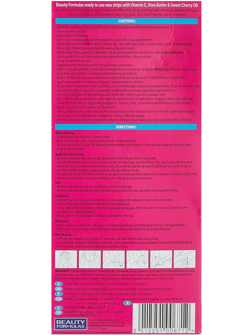 BEAUTY FORMULAS Vitamin-E Wax Strips For Hair Removal 20 Strips  - Image 2