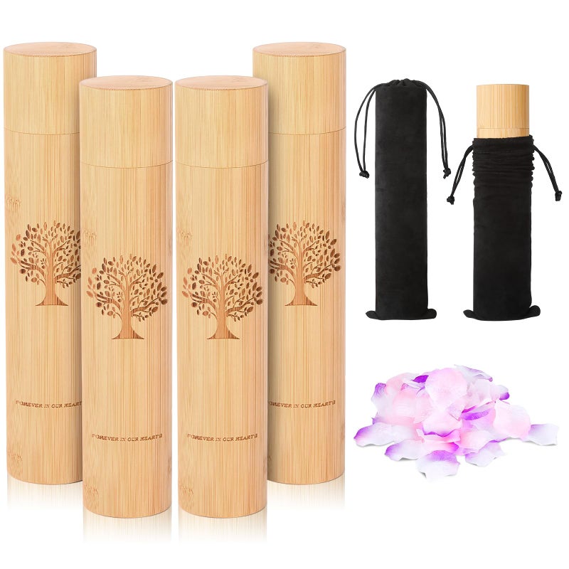 Very100 Small Scattering Urns for Human Ashes Adult,9''x2'' Scattering Tubes for Human Ashes,Eco Friendly Biodegradable Urns for Human Ashes(Set of 4,Tree of Life Pattern) - Image 1