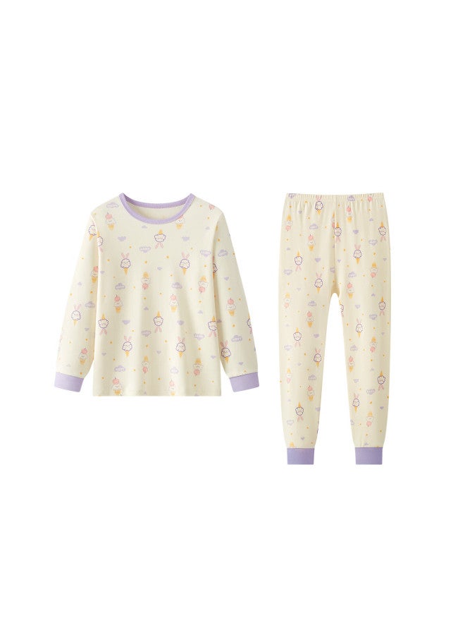 Deesha Girls' Pure Cotton Thermal Underwear Set, 7a Antibacterial, 40s Tight Spun, Autumn Long Johns For Older Children
