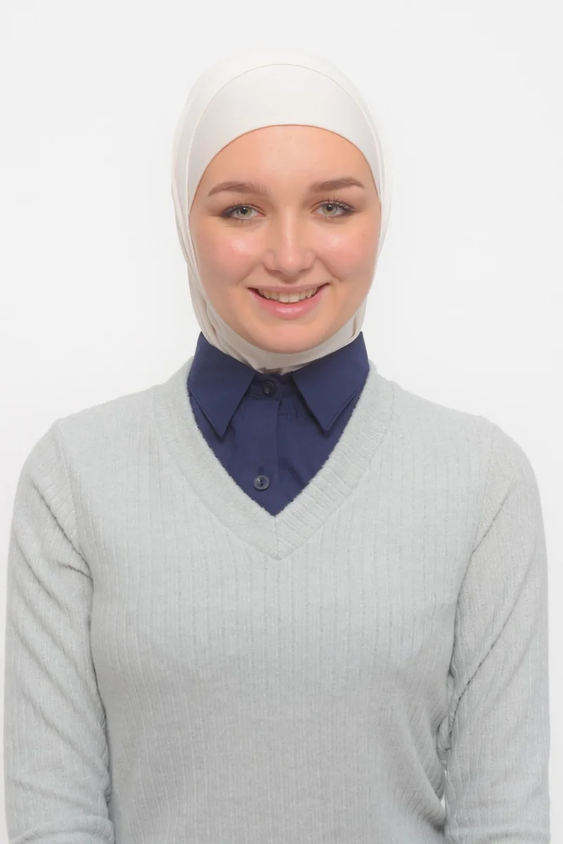 Altobeh Women's Plain Shirt Collar Ready-made Hijab Inner Neck Collar - Navy Blue