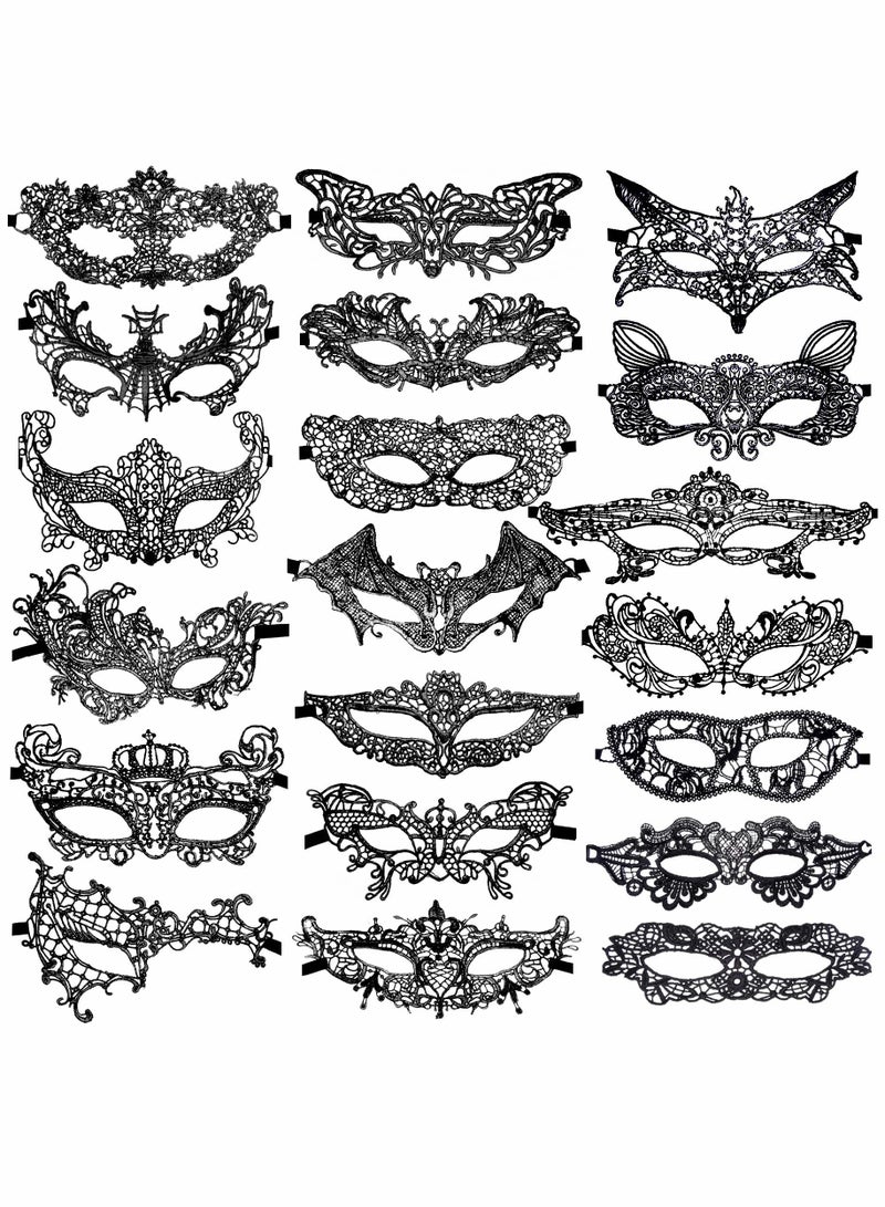 Masquerade Masks Bulk Lace Mask, 20 Pieces Women Black Venetian Mask for Party Ball - Image 1
