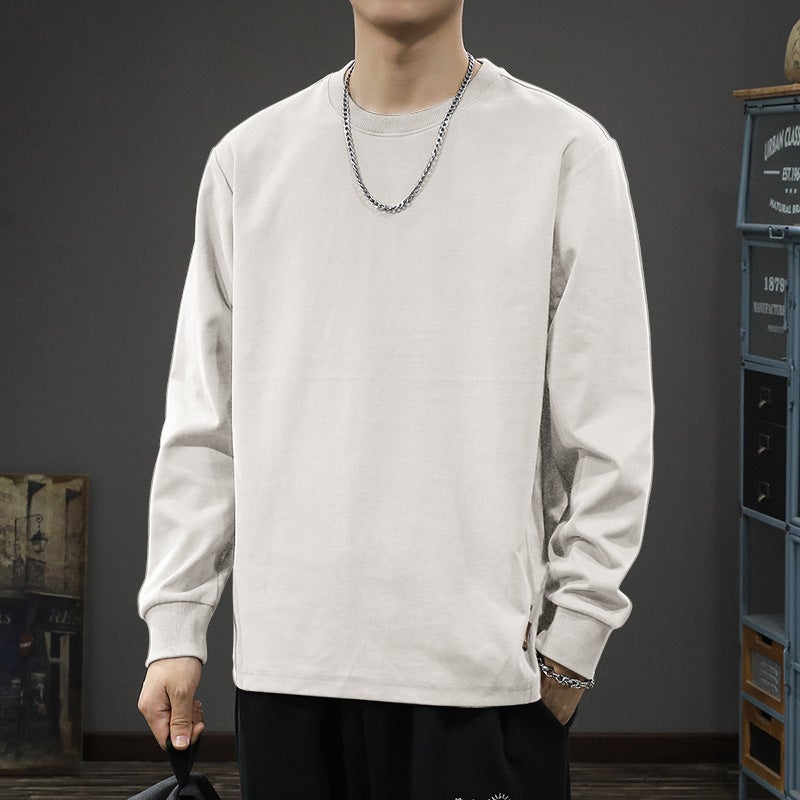 Autumn New American Heavy Long-Sleeved T-Shirt Men'S Loose Plus Size Casual Coffee Crewneck Base Shirt Sweater - Image 1
