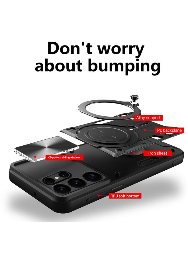 S-TOP Case For Samsung Galaxy S25 Ultra 5G CD Texture Sliding Camshield Magnetic Holder Phone Case - Image 3