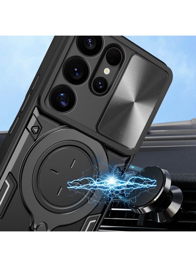 S-TOP Case For Samsung Galaxy S25 Ultra 5G CD Texture Sliding Camshield Magnetic Holder Phone Case - Image 4
