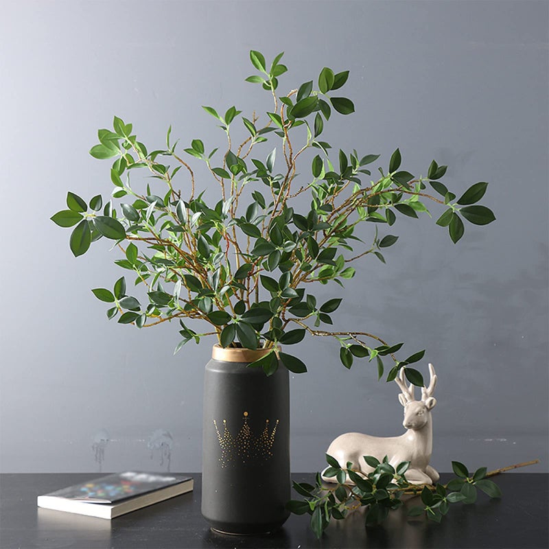 DULRLLY 3 Pcs Artificial Ficus Branches Leaf Spray, Faux Greenery Long Stems 28.7 Inch Tall Ficus Twig Fake Plastic Plant for Floral Arrangements Home Office Decor Vase Filler - Image 1
