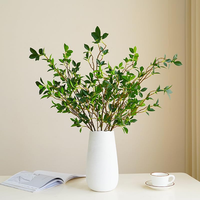 DULRLLY 3 Pcs Artificial Ficus Branches Leaf Spray, Faux Greenery Long Stems 28.7 Inch Tall Ficus Twig Fake Plastic Plant for Floral Arrangements Home Office Decor Vase Filler - Image 2