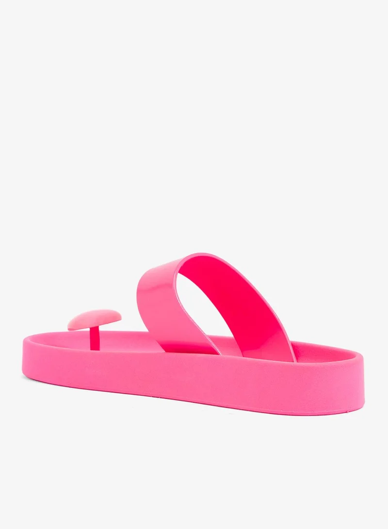 فويسيز صنادل نسائية بحزام واحد بنعل مانع للانزلاق من الحجر الأملس - وردي