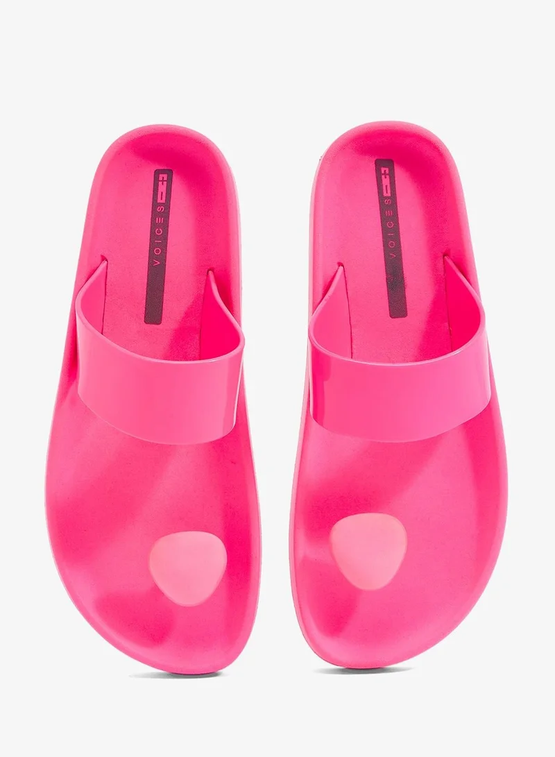 Voices Pink-Pink-Pink Smooth Stone Women'S Anti Slip Sole  Single Strap Sandals - Pink for Women | Best Price UAE