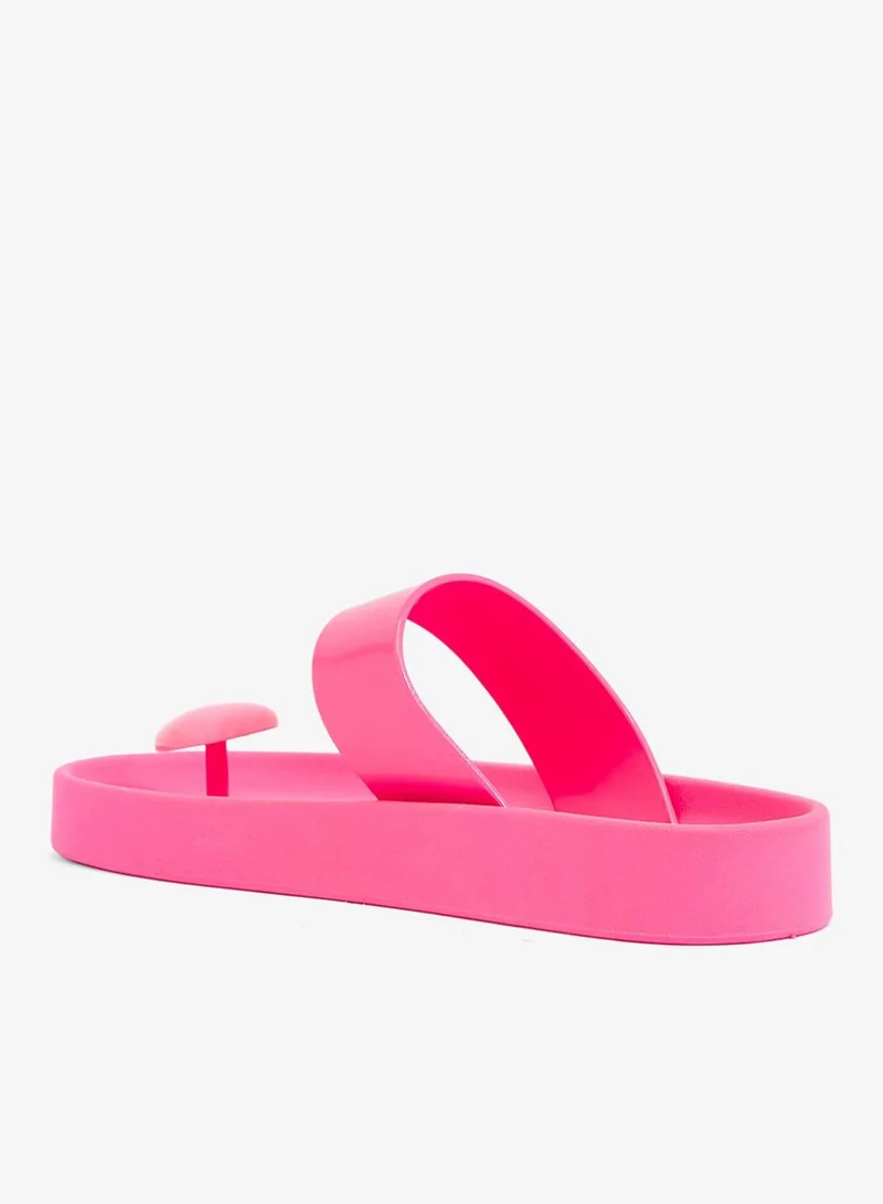 فويسيز صنادل نسائية بحزام واحد بنعل مانع للانزلاق من الحجر الأملس - وردي