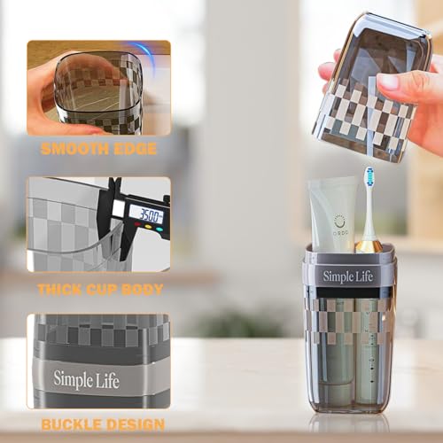 EOREA Toothbrush Case Travel, Travel Toothbrush Holder, Toothbrush Holder with Cover, Portable Toothbrush Case and Carrier, Ideal for Bathroom, School, and Business Travel Needs (Black) - Image 4