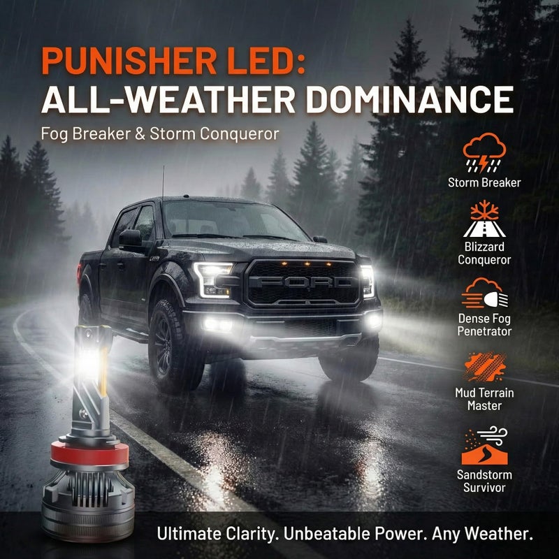 LUXSTER Punisher 9006 HB4 LED Bulbs, 60000LM Ultra Bright, Triple Copper Pipes Cooling Tech(Unique), Plug-N-Play Installation, Foglight Bulbs, 6000K Pure White, IP68 Waterproof, Pack of 2 - Image 5