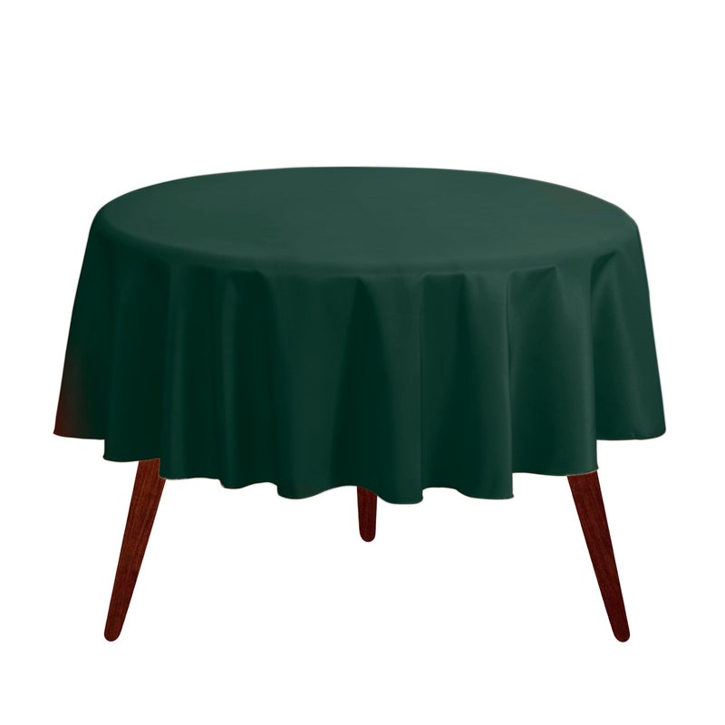 Gee Di Moda Round Tablecloth - 90 Inch Hunter Green Round Table Cloth for 30 to 60 Inch Round Tables - Heavy Duty Washable Fabric - for Buffet Table, Holiday Party, Dinner, Wedding & Baby Shower - Image 1