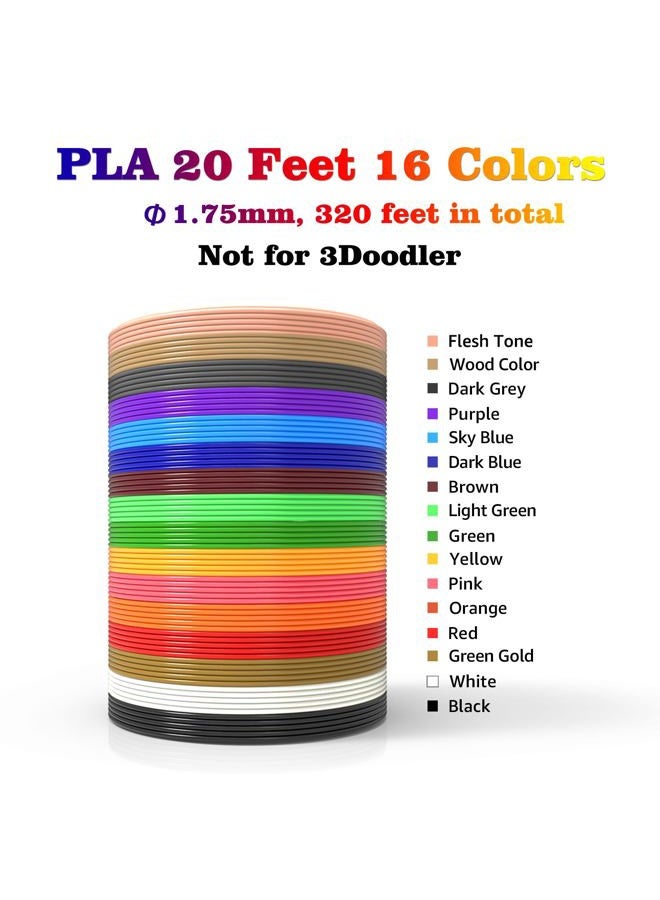 dikale 3D Pen/3D Printer Filament(16 Colors, 320 Feet) Bonus 250 Stencils eBooks 3D Pen Filament 1.75mm PLA Brown DKL-US-PLA616 - Image 2