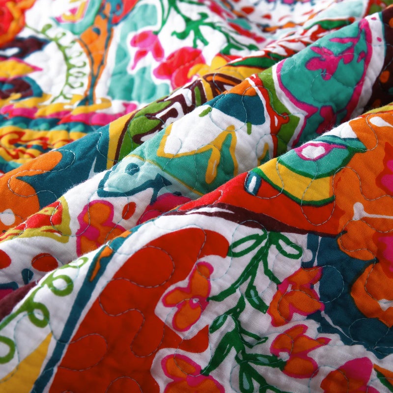 Qucover California King Quilt, Cotton Boho Paisley Quilt, 3 Piece Lightweight Oversized King Bedspread with Pillow Shams, Lightweight Colorful Bedding Comforter Sets, 118x106 - Image 4