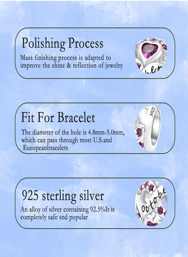 ChenYuTe Birthstone Charms for Bracelet 925 Sterling Silver Bead Charm Happy Birthday Charm Jewelry Gift for Women - Image 4