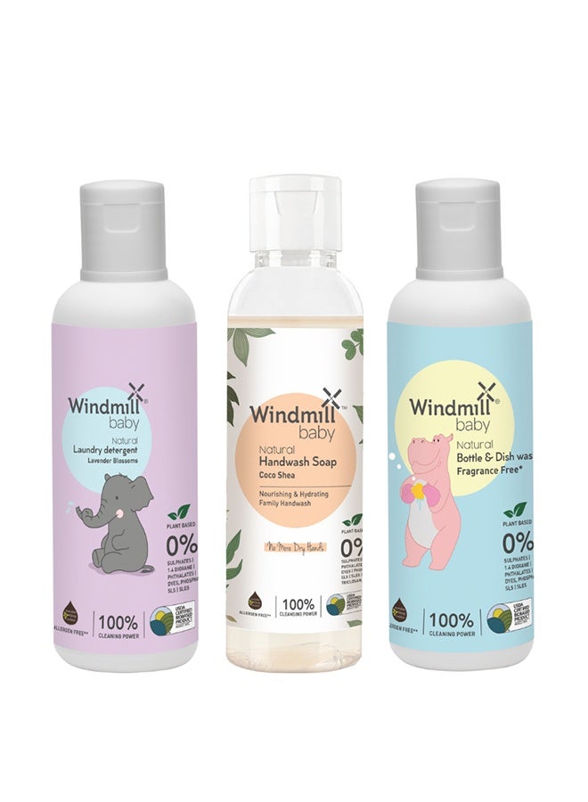 Windmill baby Baby Natural Travel Pack (Bottle Wash + Lavender Blossoms Laundry Detergent + Coco Shea Hand Wash) 100ml Each - Image 5