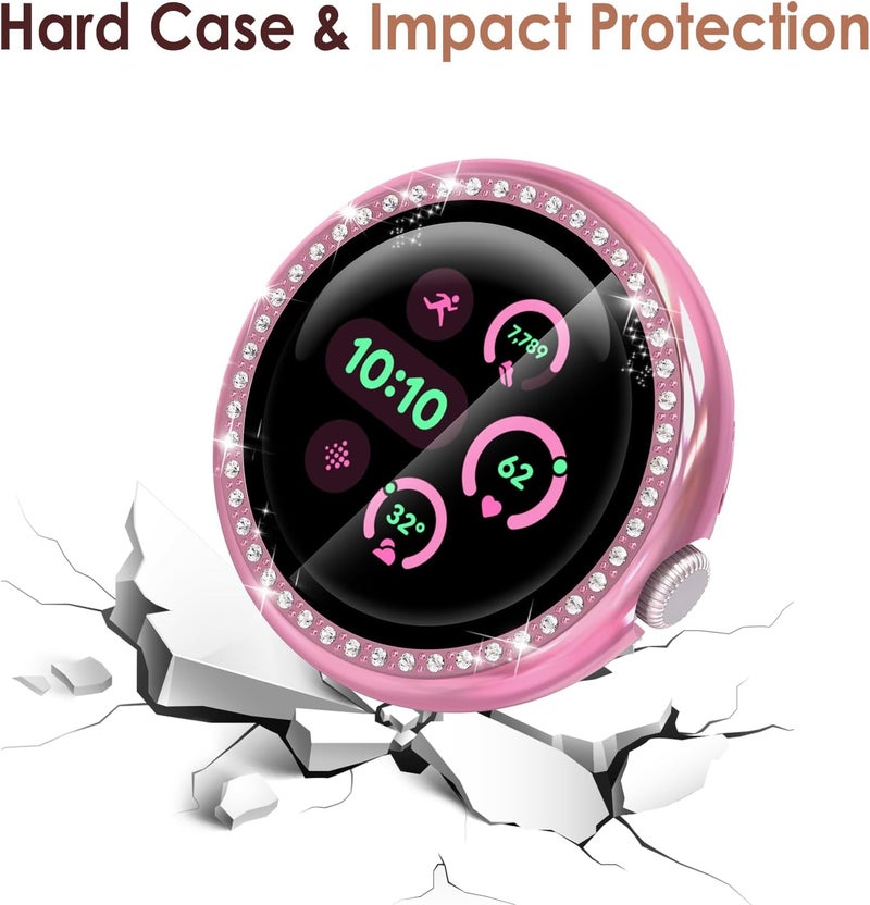 Simpeak 5Pack Bling Hard PC Case with Screen Protector Compatible with Google Pixel Watch 3 41mm 45mm 2024 HD Clear Crystal Protective Bumper Cases Cover Compatible with Google Pixel Watch 3 45mm - Image 3