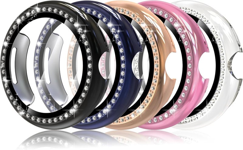 Simpeak 5Pack Bling Hard PC Case with Screen Protector Compatible with Google Pixel Watch 3 41mm 45mm 2024 HD Clear Crystal Protective Bumper Cases Cover Compatible with Google Pixel Watch 3 45mm - Image 1