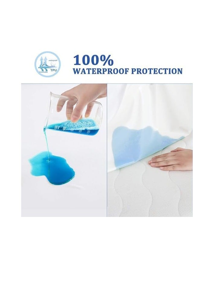 Generic - Premium Waterproof Mattress Protector - Soft Breathable Knitted Cover - Waterproof TPU Membrane Backing – For Mattress Size 200x200 cm - Image 1