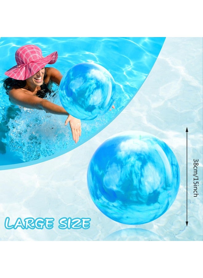 جريفوسيا كرة شاطئ كبيرة قابلة للنفخ مقاس 15 بوصة، كرات شاطئ رخامية، كرات ملونة على شكل سحابة، كرات مرتدة للكبار والحيوانات الأليفة، لوازم حفلات الشاطئ الصيفية في الهواء الطلق، المرح المدرسي في الماء (أزرق) - Image 2