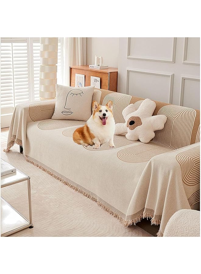 The Bros غطاء أريكة شينيل مزدوج الجوانب، غطاء أريكة أنيق، منشفة أريكة من شينيل، منشفة أريكة مزدوجة الجوانب من مادة شينيل، غطاء أريكة شينيل لأربعة مواسم متاح من الجانبين (أ، 180*230) - Image 1