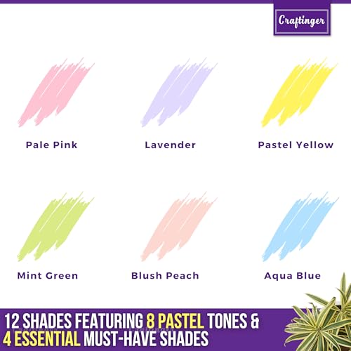 Craftinger Acrylic Paint Set – 6 Pastel Shades (30 ml Each) + Free Clear Gloss Varnish | Multi-Surface color for Canvas, Wood, Glass, Metal, Plastic & More | Set for Adults for Artists, students, Children & Hobbyists DIY Art & Crafts - Image 2