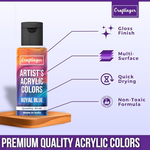 Craftinger Acrylic Paint Set – 6 Pastel Shades (30 ml Each) + Free Clear Gloss Varnish | Multi-Surface color for Canvas, Wood, Glass, Metal, Plastic & More | Set for Adults for Artists, students, Children & Hobbyists DIY Art & Crafts - Image 3